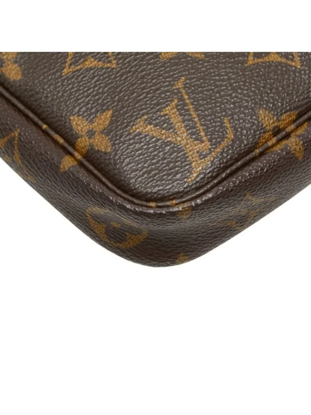 Louis Vuitton Monogram Pochette Handbag Pouch Brown Leather